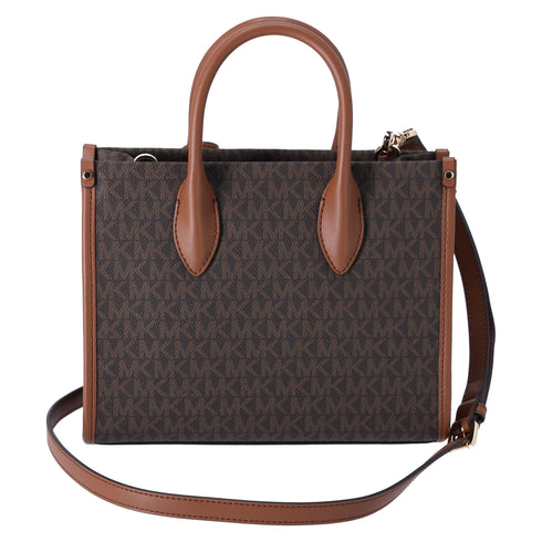 Michael Kors Mirella Small Top Zip Shopper Tote Crossbody Brown MK Signature — product view 8