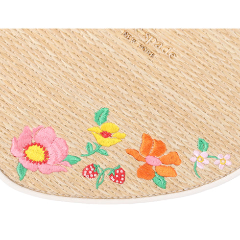 Kate Spade Love Shack Rattan Heart Purse Flowers Embroidered Meringue Multi
