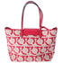 Salvatore Ferragamo Gancini Tote Bag Beige Red Canvas Leather