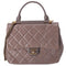 CHANEL Glazed Calfskin Quilted Medium Top Handle Flap Bag Dark Gray