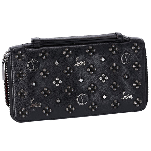Christian Louboutin Panettone Wallet XL Clutch 1175110 Black Leather Beaded