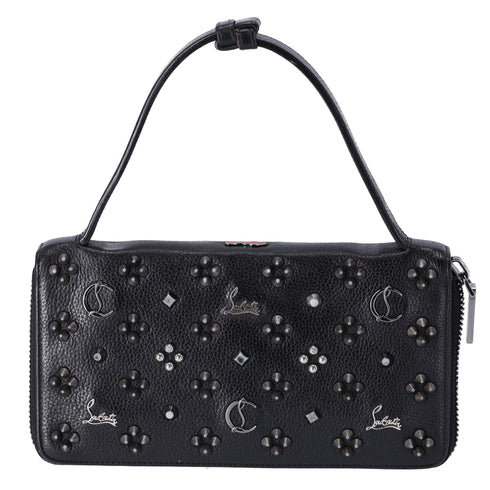 Christian Louboutin Panettone Wallet XL Clutch 1175110 Black Leather Beaded