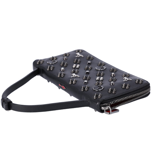 Christian Louboutin Panettone Wallet XL Clutch 1175110 Black Leather Beaded