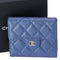 CHANEL Matelasse Trifold Wallet Iridescent Blue Caviar Leather