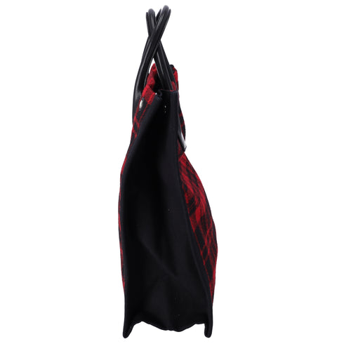 SAINT LAURENT PARIS NS Rive Gauche Tote Bag 632539 Black Red Wool