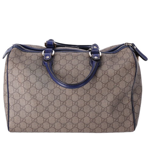 GUCCI GG Handbag 195451 Beige Navy Multi PVC Leather US Flag