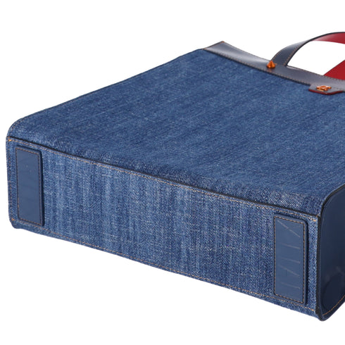 Christian Louboutin Louis Tote Bag Navy Denim Rubber Leather