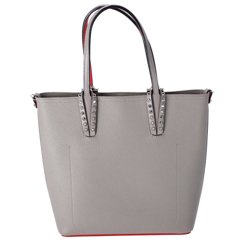 Christian Louboutin Cabata North South Tote Bag Gray Red Leather
