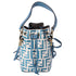 FENDI Mini Mon Tresor Zucca FF Shoulder Bag 8BS010 Cream Blue Leather