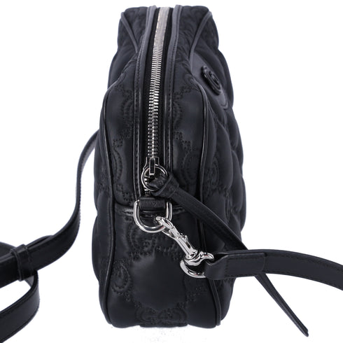 GUCCI GG Matelasse Shoulder Bag 702234 Black Nylon Leather