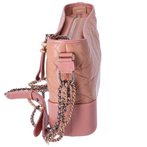 CHANEL Gabrielle Medium Hobo Bag A93824 Salmon Pink Aged Calfskin