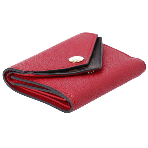 Louis Vuitton Double V Compact Trifold Wallet M64419 Ruby Red Brown Monogram
