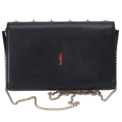 Christian Louboutin Paloma Clutch Crossbody Black Red Leather