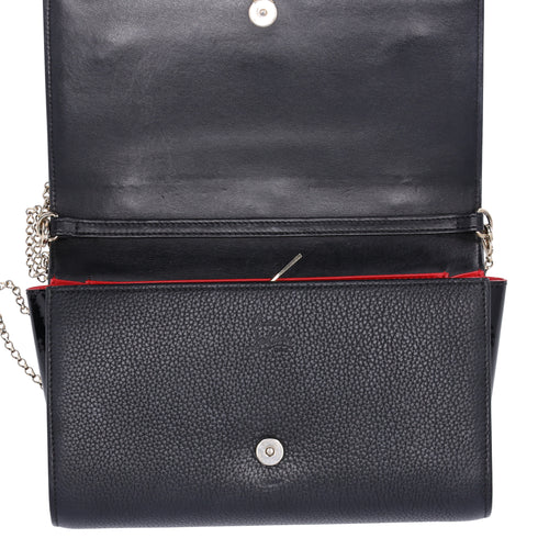 Christian Louboutin Paloma Clutch Crossbody Black Red Leather
