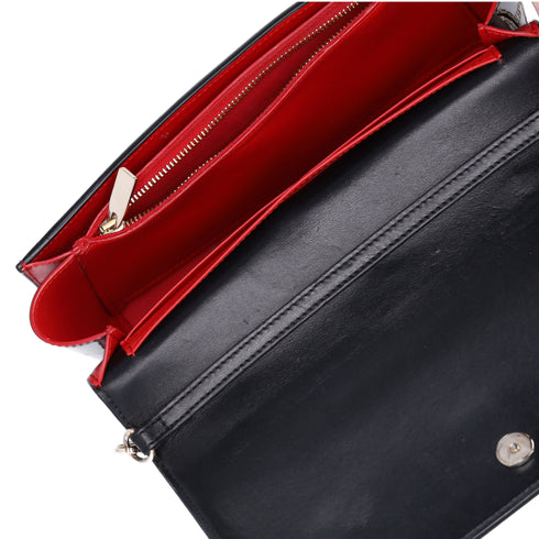 Christian Louboutin Paloma Clutch Crossbody Black Red Leather