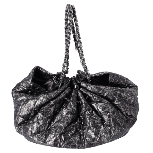 Chanel Coco Mark Melrose Cabas Matelasse Chain Shoulder Bag Black Silver
