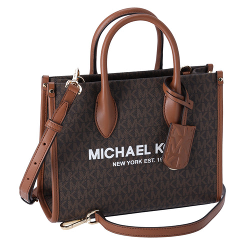 Michael Kors Mirella Small Top Zip Shopper Tote Crossbody Brown MK Signature — product view 6