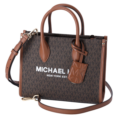 Michael Kors Mirella Small Top Zip Shopper Tote Crossbody Brown MK Signature — product view 7