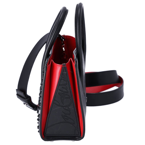 Christian Louboutin Paloma S Mini Handbag Black Silver Red Leather Nylon Christian Louboutin Handbags