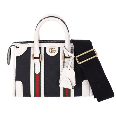 GUCCI Ophidia Mini Top Handle Handbag 715771 Denim Black White Multi GUCCI Handbags
