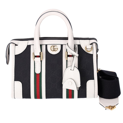 GUCCI Ophidia Mini Top Handle Handbag 715771 Denim Black White Multi GUCCI Handbags