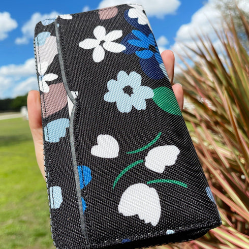 Kate Spade Jae Bold Bloom Continental Zip Around Wallet Black Floral Canvas kate spade Wallets