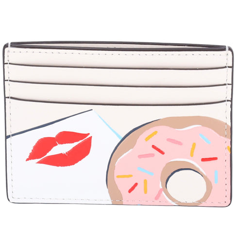 Kate Spade New York Coffee Break Donut Small Slim Card Holder In Cream Multi kate spade Wallets