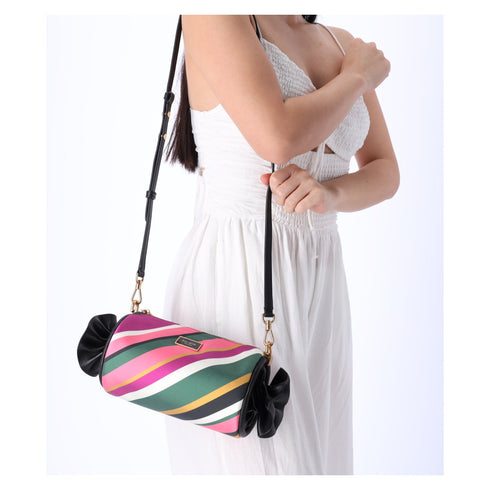 Kate Spade Sweet Treats Jacquard Festive Multi Stripe SM Barrel Bag K9981 kate spade Handbags & Purses
