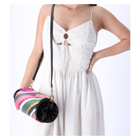 Kate Spade Sweet Treats Jacquard Festive Multi Stripe SM Barrel Bag K9981 kate spade Handbags & Purses