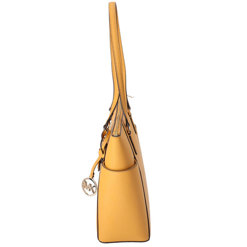 Michael Kors Charlotte Large Top Zip Leather Tote Golden Rod Yellow Michael Kors Handbags