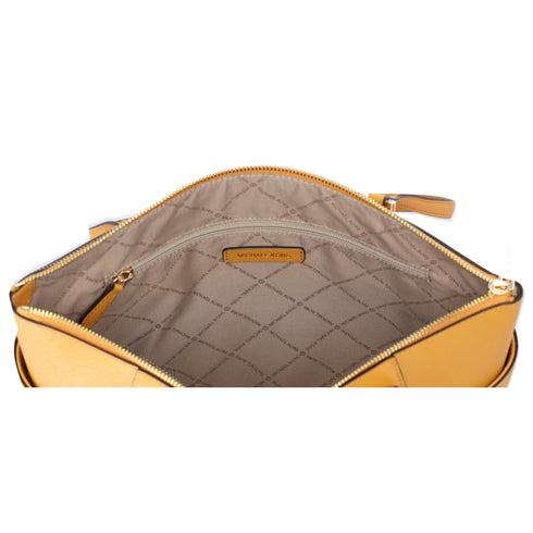 Michael Kors Charlotte Large Top Zip Leather Tote Golden Rod Yellow Michael Kors Handbags