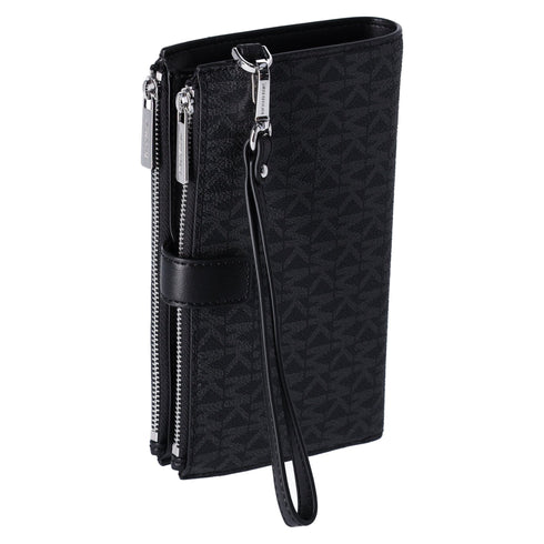 Michael Kors Jet Set Double Zip Wristlet Phone Wallet Black Michael Kors Wallets