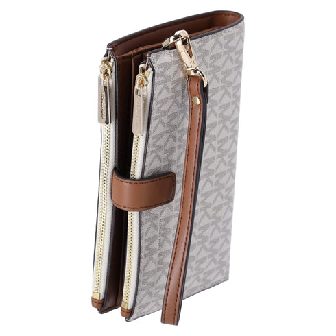 Michael Kors Jet Set Double Zip Wristlet Phone Wallet Vanilla MK Michael Kors Wallets