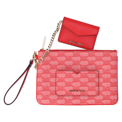 Michael Kors Jet Set Large 2 In 1 Card Case Wristlet Clutch Dark Sangria MK Michael Kors Handbags & Purses