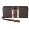 Michael Kors Jet Set Large Continental Wristlet Wallet Center Stripe MK Brown Michael Kors Wallets