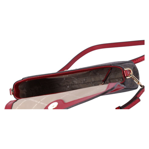 Michael Kors Jet Set Medium Convertible Pouchette Crossbody Brown Red Metallic Michael Kors Handbags & Purses
