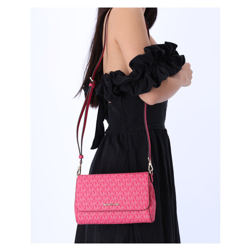 Michael Kors Jet Set Medium Convertible Pouchette Crossbody Electric Pink MK Michael Kors Handbags & Purses