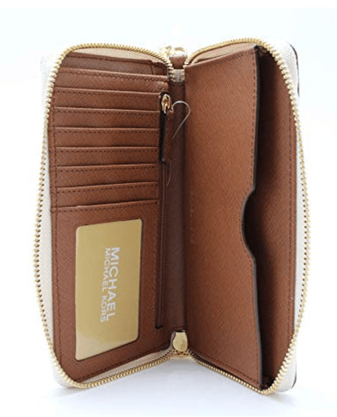 Michael Kors Jet Set Travel Large Flat Multifunction Phone Case Wallet Vanilla Michael Kors Wallets