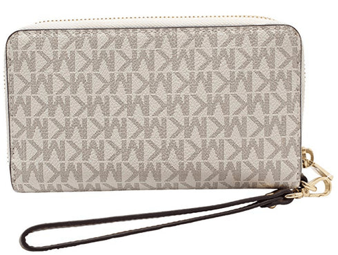 Michael Kors Jet Set Travel Large Flat Multifunction Phone Case Wallet Vanilla Michael Kors Wallets