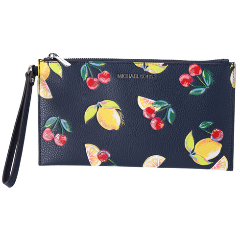 Michael Kors Jet Set Travel Large Top Zip Wristlet Clutch Navy Fruit Handbag Michael Kors Handbags