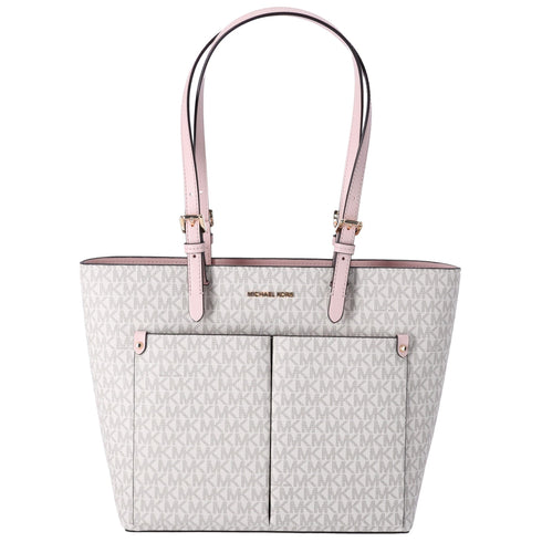 Michael Kors Jet Set Travel Medium Double Pocket Tote Vanilla MK Blush Pink Michael Kors Handbags & Purses