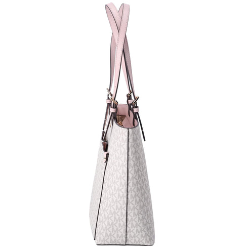 Michael Kors Jet Set Travel Medium Double Pocket Tote Vanilla MK Blush Pink Michael Kors Handbags & Purses