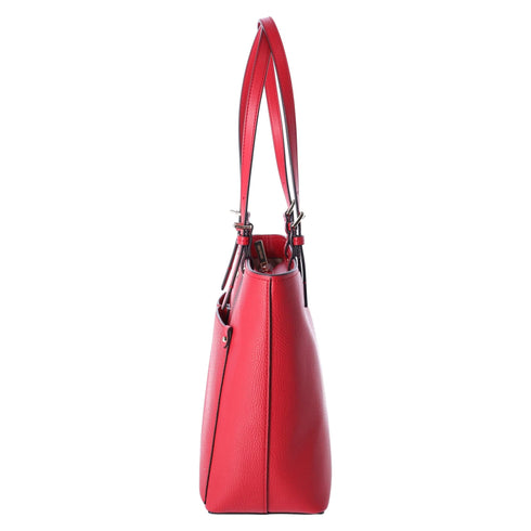 Michael Kors Jet Set Travel Medium Double Pocket Tote Vegan Leather Bright Red Michael Kors Handbags & Purses