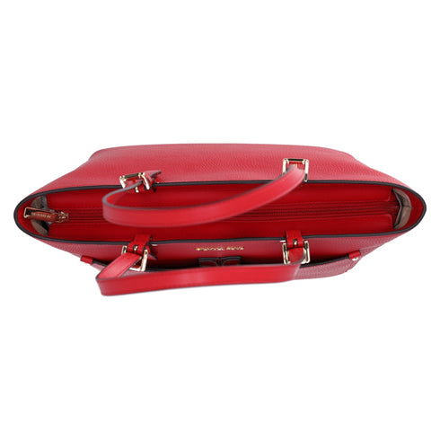 Michael Kors Jet Set Travel Medium Double Pocket Tote Vegan Leather Bright Red Michael Kors Handbags & Purses
