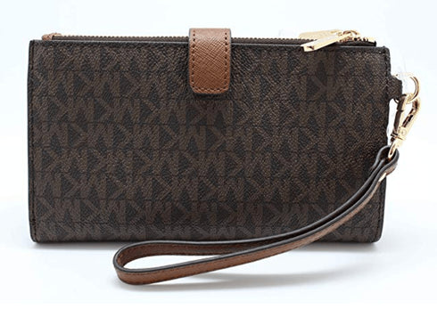 Michael Kors JetSet Double Zip Wristlet PhoneWallet Brown Michael Kors Wallets