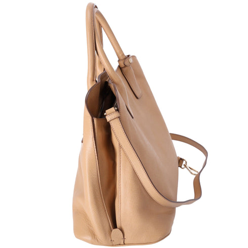PRADA Logo Handbag BN2554 Beige Saffiano Cuir Leather PRADA Handbags