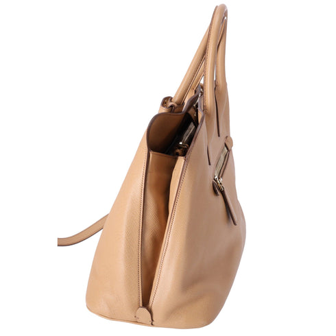 PRADA Logo Handbag BN2554 Beige Saffiano Cuir Leather PRADA Handbags