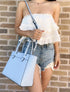 Kate Spade Melanie Medium Top Zip Satchel Crossbody Blue Ocean Fog — product view 3