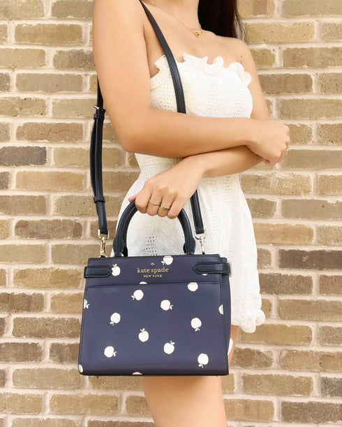 Kate Spade Staci Small Leather Satchel Crossbody Orchard Toss Blazer Blue Multi kate spade Handbags & Purses