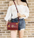 Tory Burch Britten Embellished Combo Crossbody Pebbled Leather Blood Red Floral Tory Burch Handbags & Purses